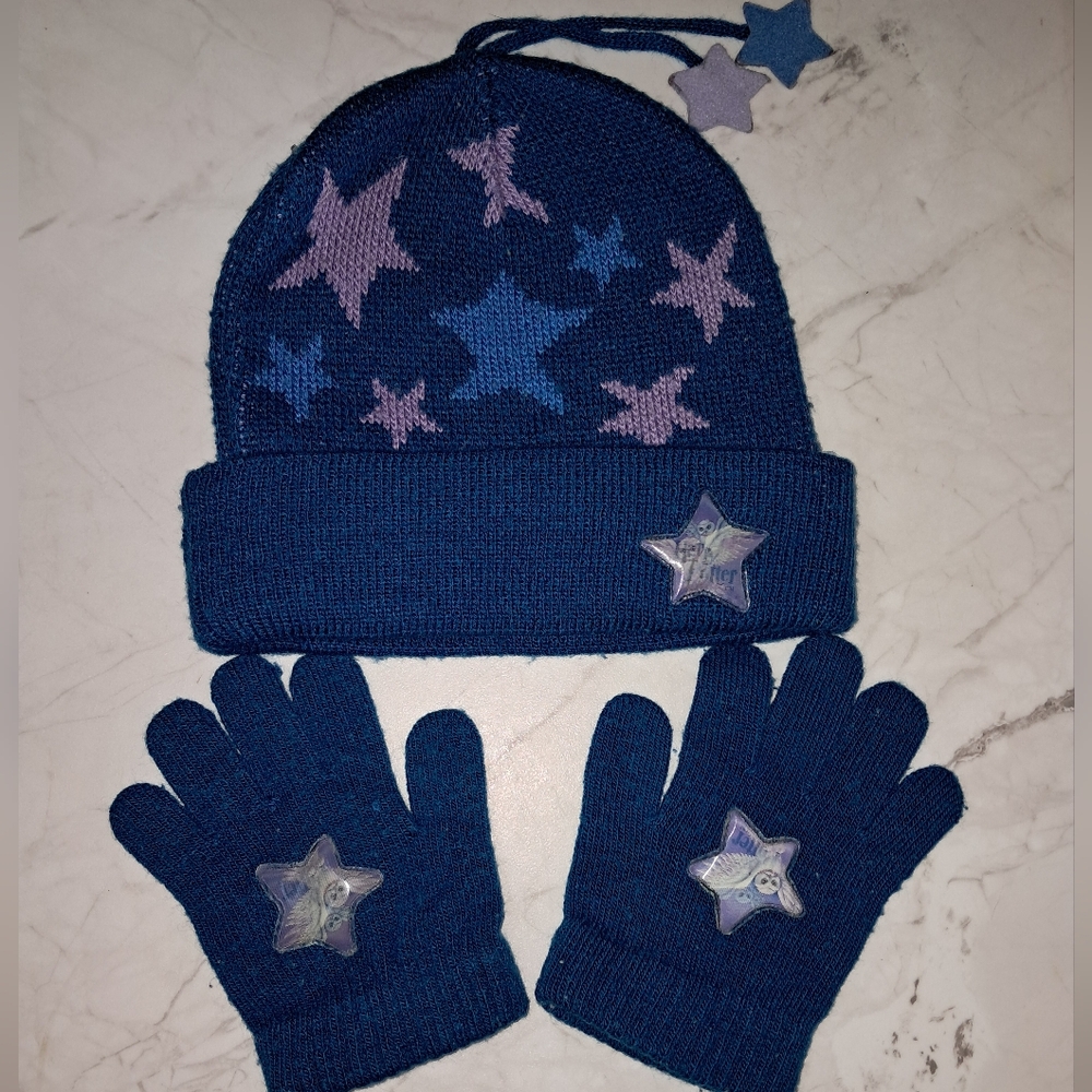 Vintage Harry Potter Children's Teal Hedwig Linticular Winter Hat & Gloves